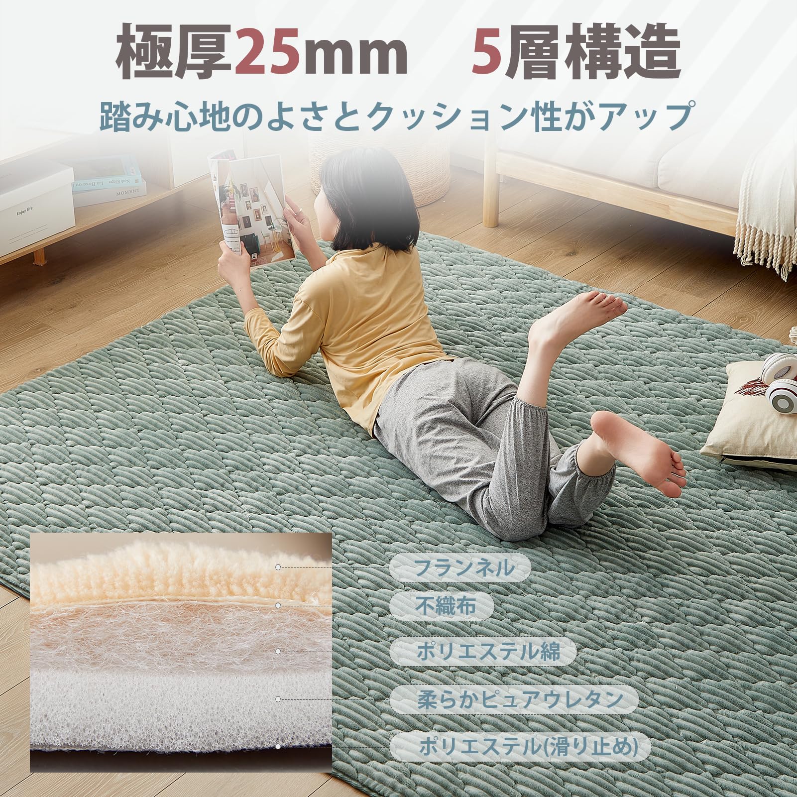 VK Ingeroom カーペット ラグ 極厚25mm 約2畳 VK Ingeroom ラグの通販