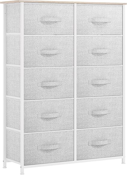 GOOBED 10 Drawers Dresser, Fabric Dresser for Living Room, Organizer Unit for Bedroom, Living Room, Hallway, Closets