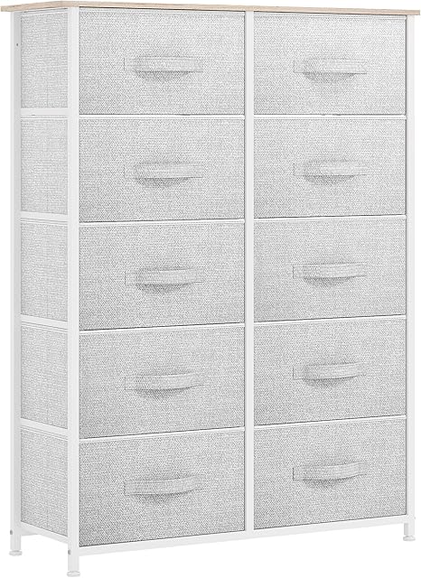 GOOBED 10 Drawers Dresser, Fabric Dresser for Living Room, Organizer Unit for Bedroom, Living Room, Hallway, Closets