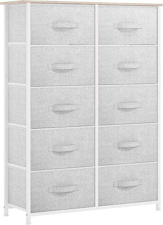 GOOBED 10 Drawers Dresser, Fabric Dresser for Living Room, Organizer Unit for Bedroom, Living Room, Hallway, Closets
