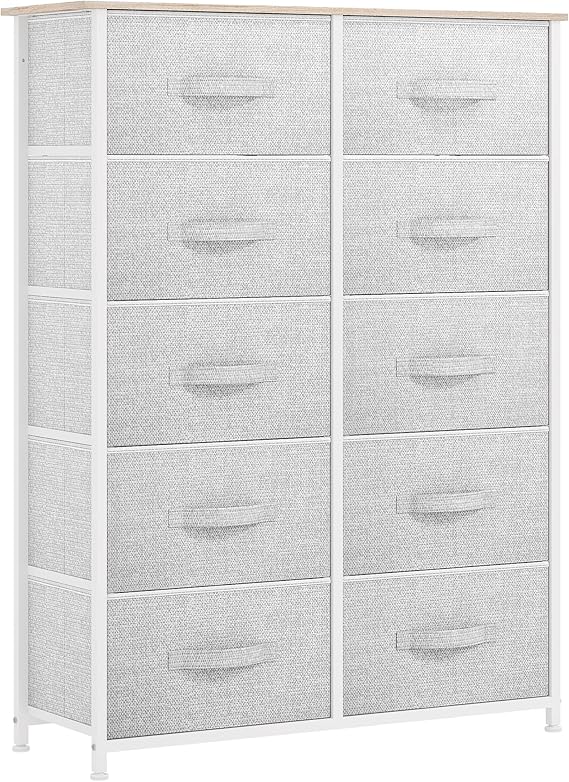 GOOBED 10 Drawers Dresser, Fabric Dresser for Living Room, Organizer Unit for Bedroom, Living Room, Hallway, Closets