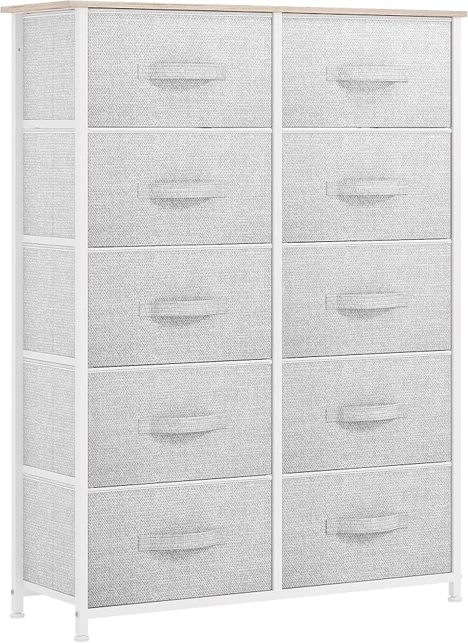 GOOBED 10 Drawers Dresser, Fabric Dresser for Living Room, Organizer Unit for Bedroom, Living Room, Hallway, Closets