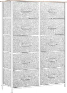GOOBED 10 Drawers Dresser, Fabric Dresser for Living Room, Organizer Unit for Bedroom, Living Room, Hallway, Closets