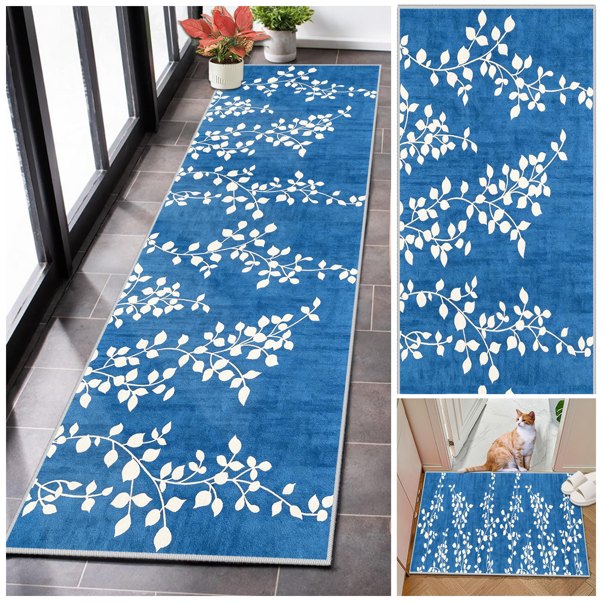 Alfombra pasillo antideslizante y lavable con superficie suave para pasillos y cocinas