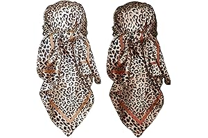 2 Pack 35" Cheetah Silk-Like Headband Scarf