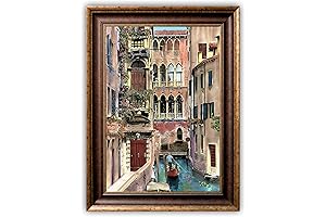 Canal with Gondolier: Tuscan Wall Art - Gallery Framed Canvas - Art...
