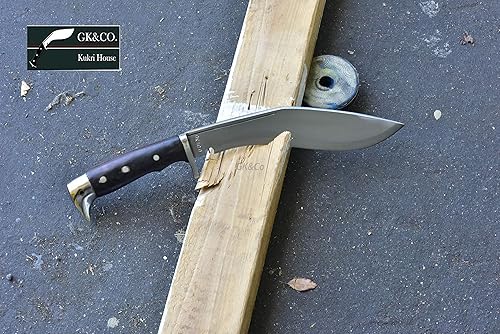 Miniatura 6 de GK&CO. Kukri House Auténtica hoja Kukri de 10 pulgadas con mango de madera rosa de espiga completa, funda de cuero rojo Kukri/Khukuri, hecho a mano