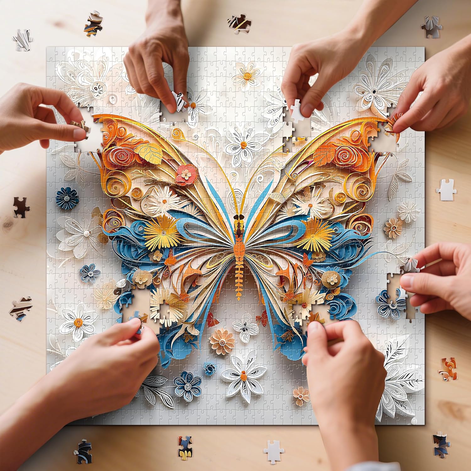 1000 Pcs Butterfly Puzzles for Adults -Challenging Colorful Butterflies Jigsaw Family Wall Art Decor