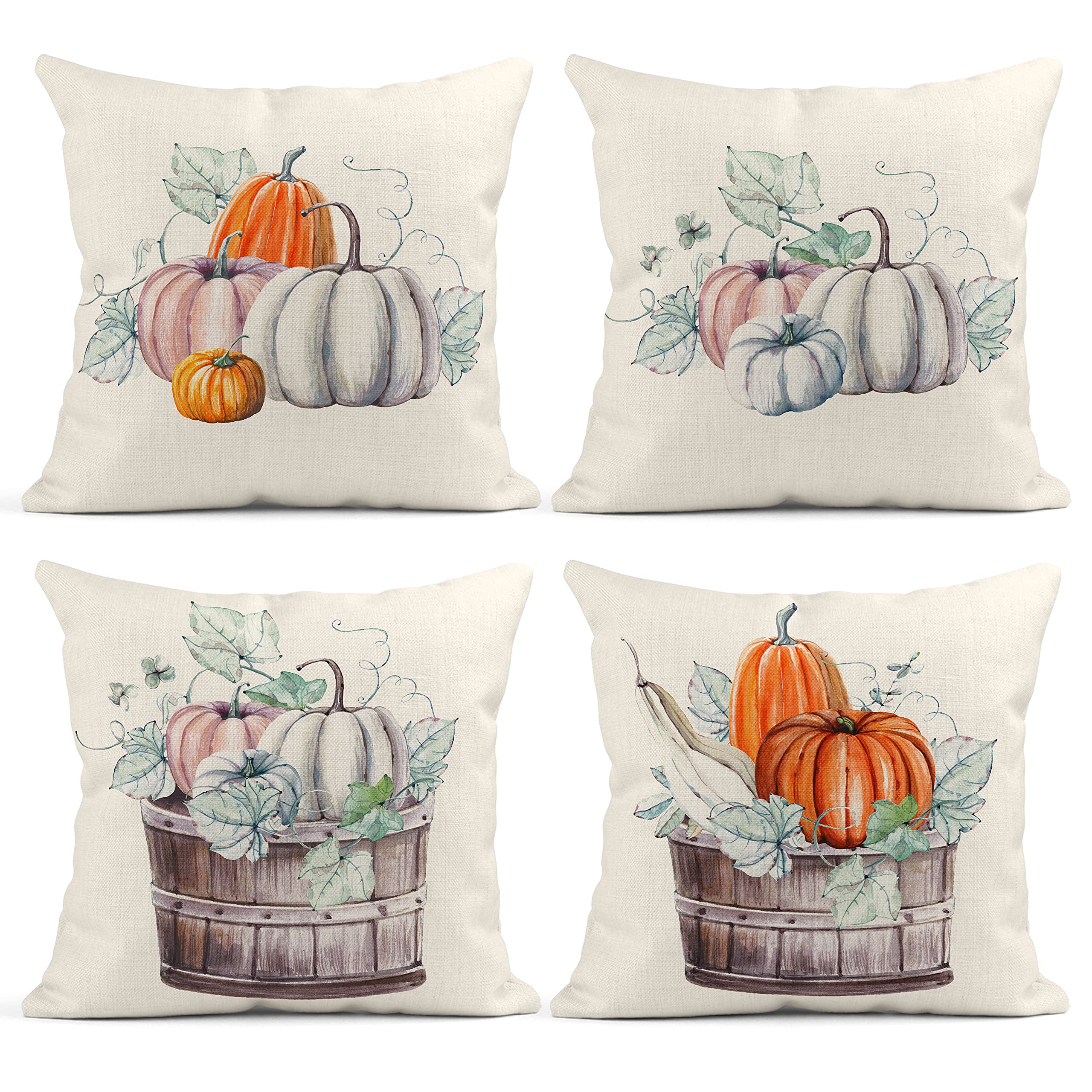 Federa per cuscino per esterni, impermeabile, 45,7 x 45,7 cm, con zucca, decorazione retrò, per camera da letto, divano, panca portico