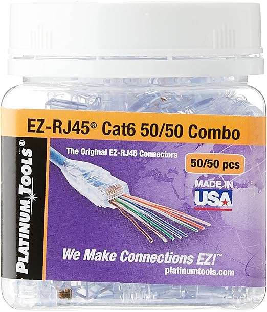 Platinum 202016J EZRJ45 Cat 6 Connector and Strain Relief Combo Kit