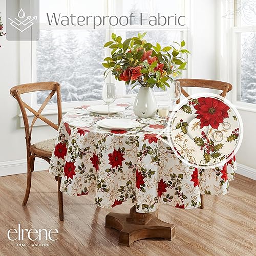 Miniatura 2 de Elrene Home Fashions - Mantel de vinilo resistente al agua y a las manchas con reverso de franela, 60 x 84 pulgadas, diseño navideño