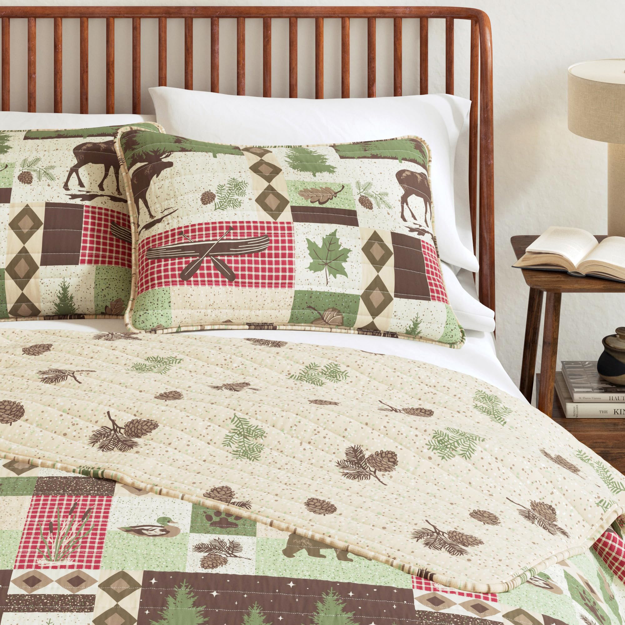 VAPUTAR Set di biancheria da letto queen size, 3 pezzi, copripiumino per letto matrimoniale bohémien, copriletto reversibile leggero per camera da letto (floreale