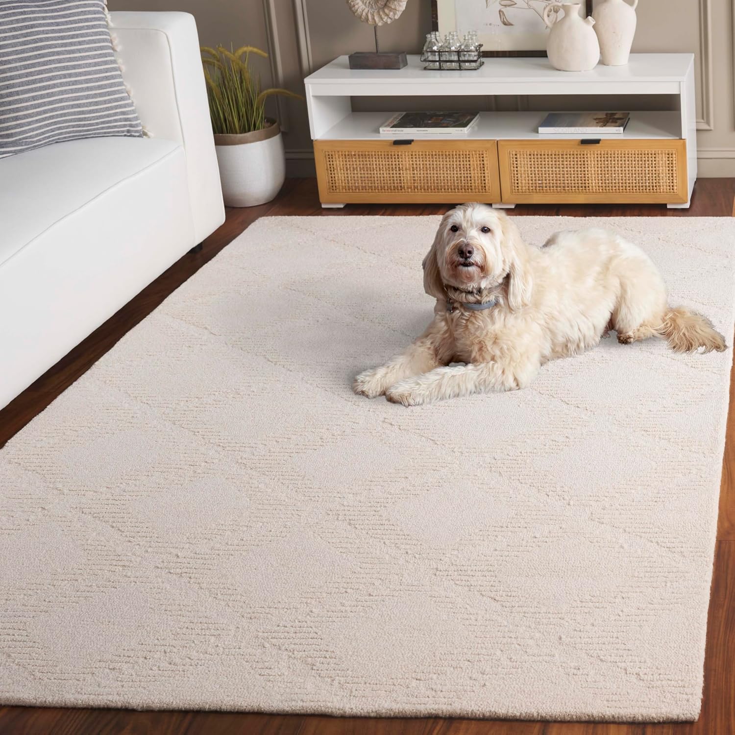 Safavieh Rodeo Drive Collection Area Rug - 5' x 8', Ivory, Handmade Wool, Ideal for The Living Room, Dining, Bedroom (RD676A)