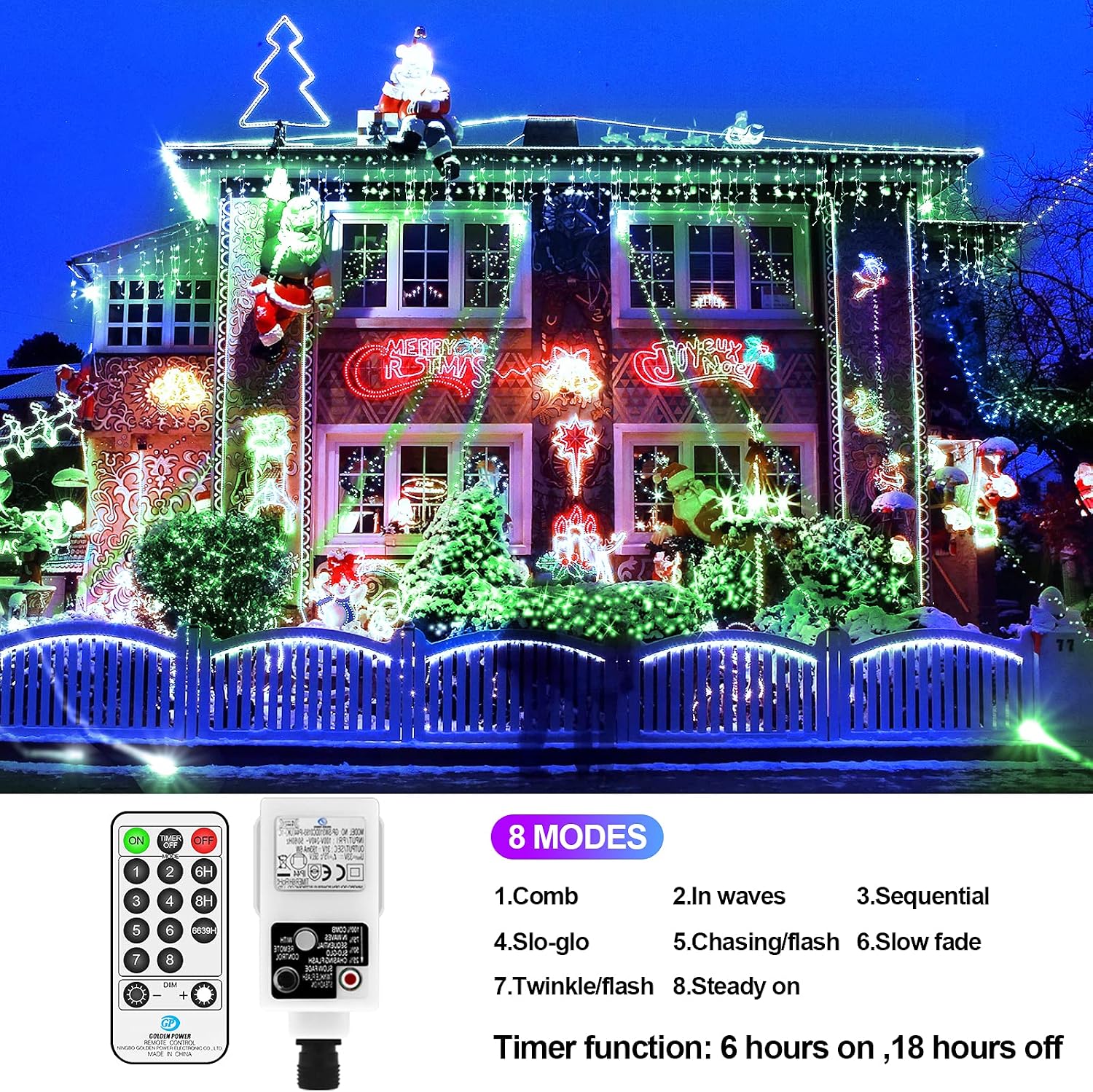 JXLEDAYY 120M 1000 LED Fairy Lights Plug in Outdoor String Lights Extra Long Christmas Lights Waterproof with Remote Timer 8 Modes for Outside Garden Patio Party Yard Camping Tree Decorations-Green - Image 3