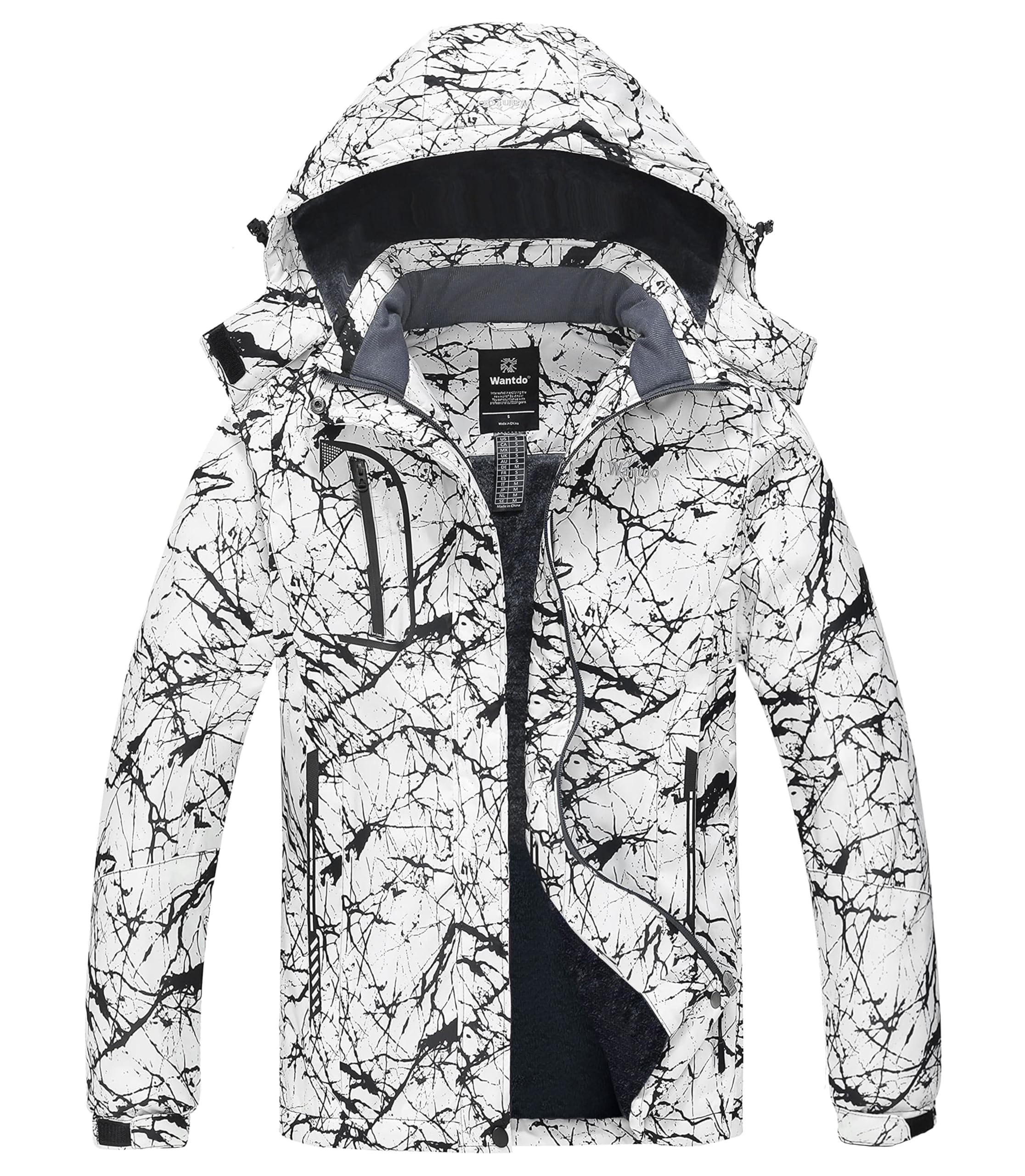 Wantdo Chaqueta de Esquí Cálida para Mujer con Forro Polar Chaqueta de Snowboard Impermeable con Capucha Abrigo de Montaña Impermeable Antiviento Mujer — view 22