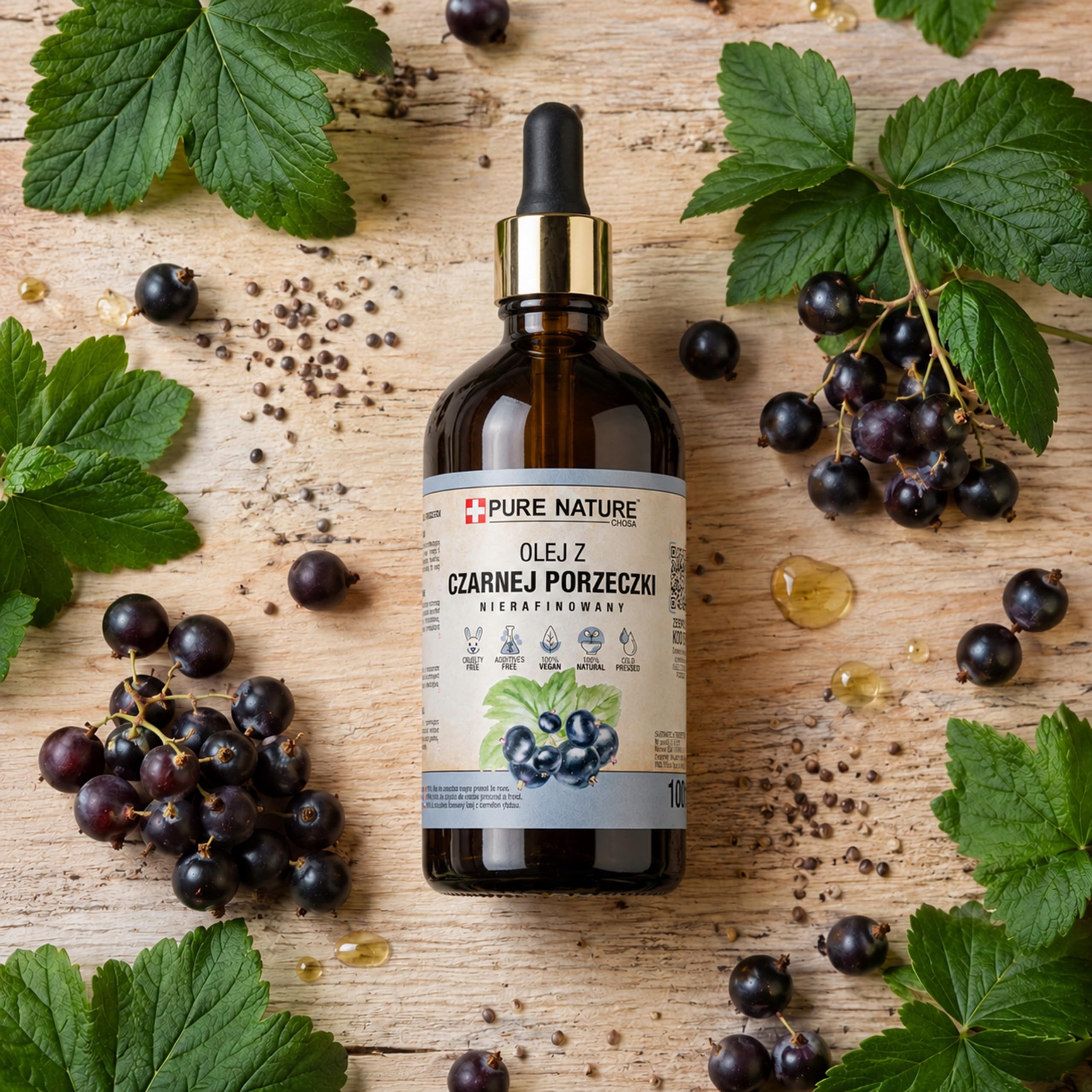 CHOSA Olio di Semi Ribes Nero 1000 ml al 100% Spremuto a Freddo Non Raffinato - Olio per Capelli, Corpo, Viso, Unghie e Massaggio - Cura Della Pelle e Cosmetici Fai Da Te