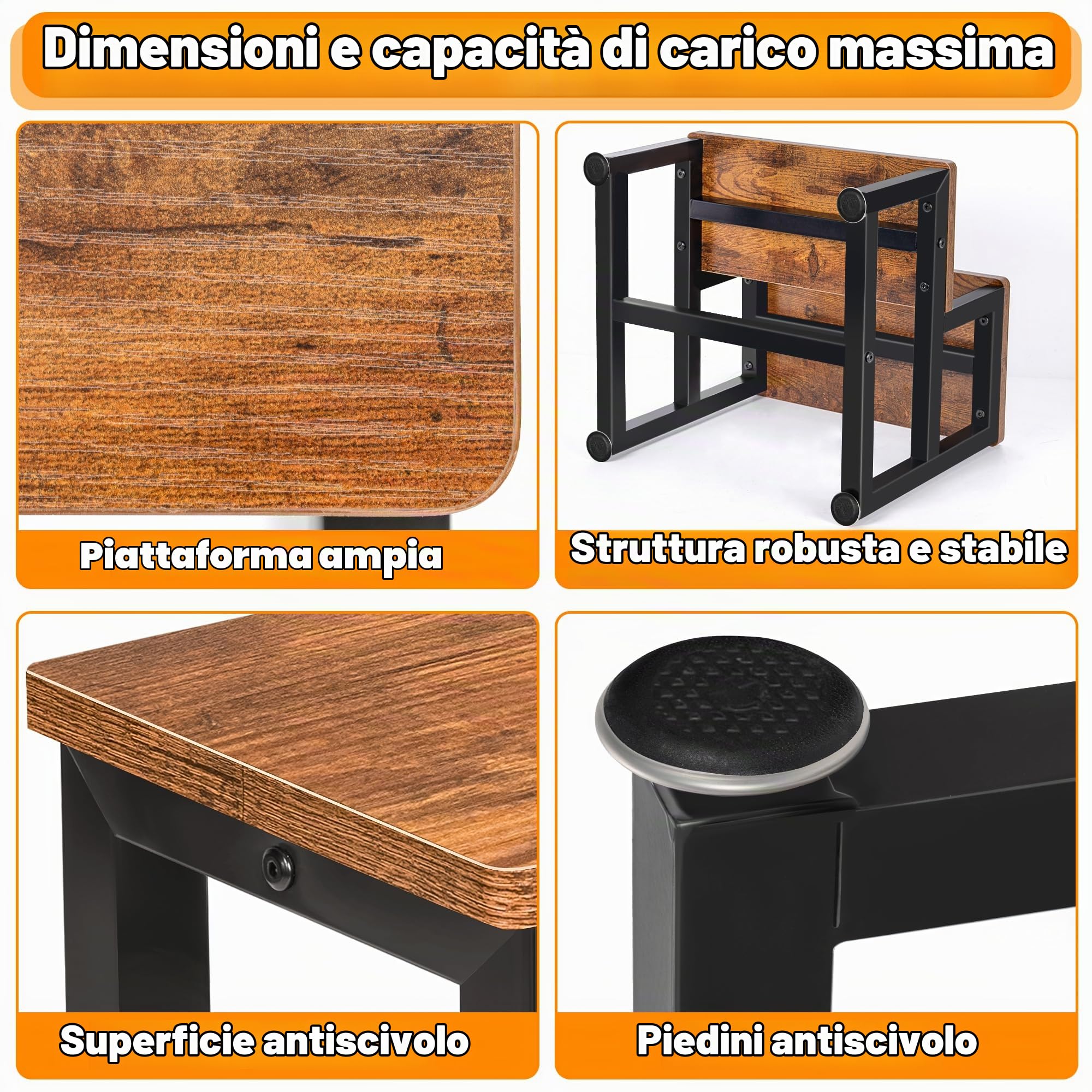 Sgabello per bambini,trave inferiori ispessite,telaio in metallo,2L | portata fino a 136 kg, per cucina, bagno, cameretta dei bambini, struttura stabile,1L