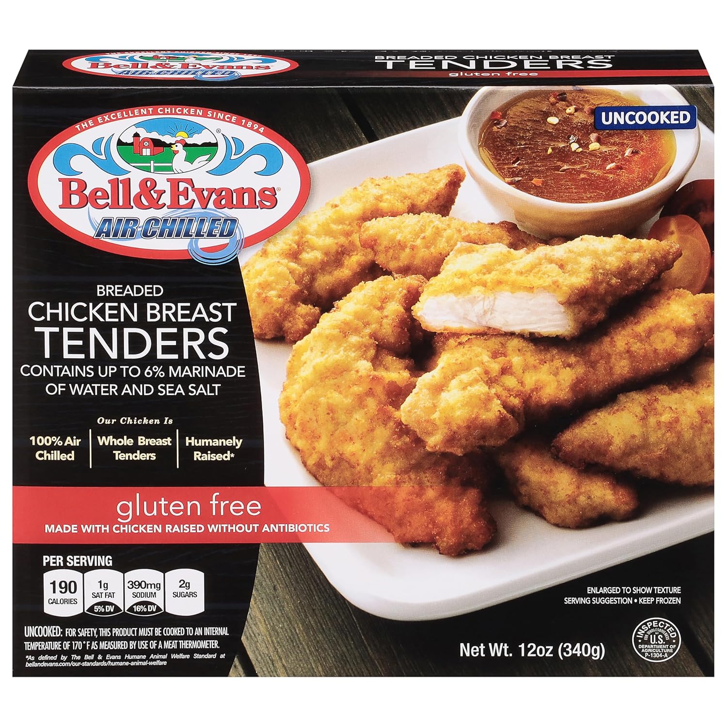 Bell Evans Gluten Free Breaded Chicken Tender Raised without Antibiotics 12 oz Frozen