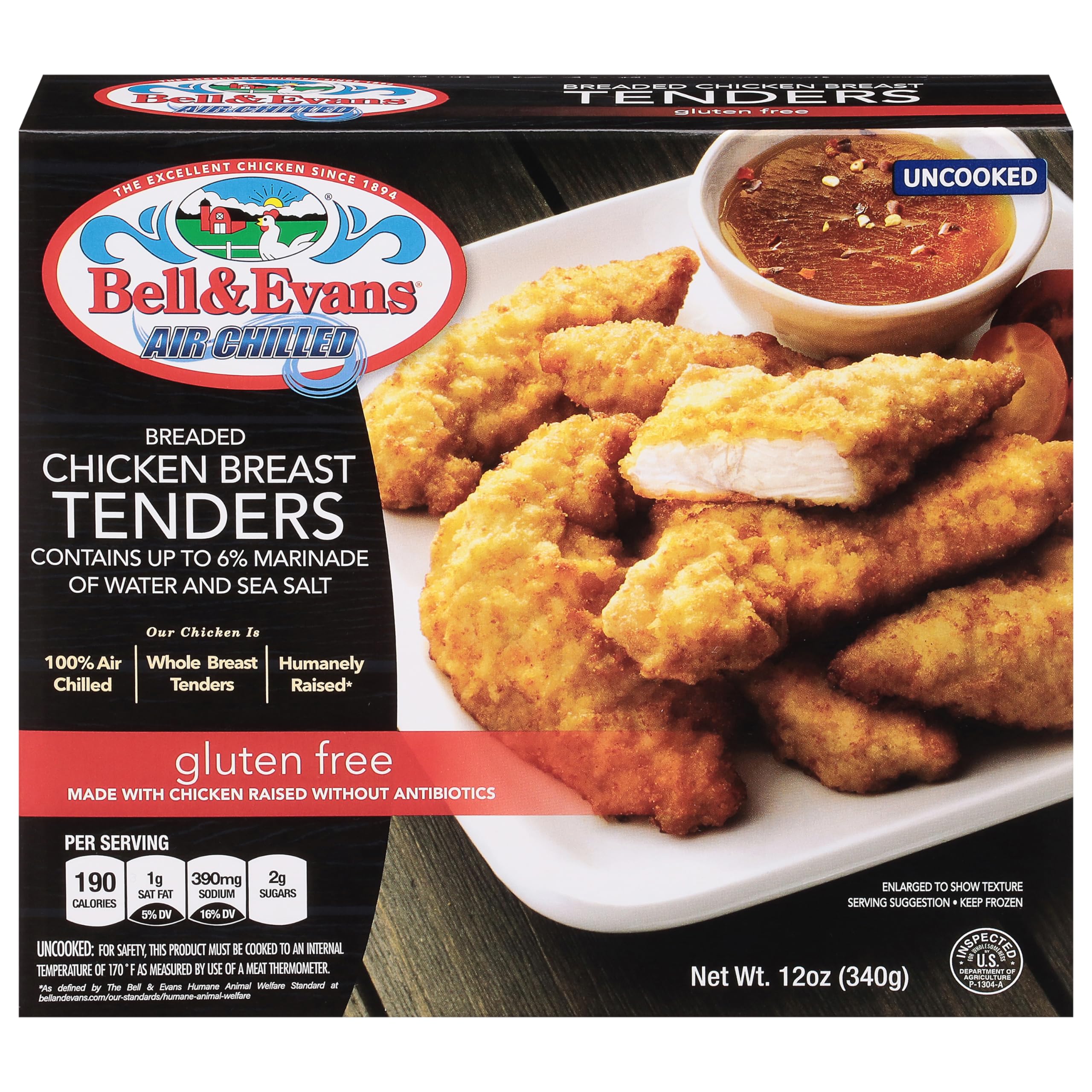 Bell Evans Gluten Free Breaded Chicken Tender Raised without Antibiotics 12 oz Frozen