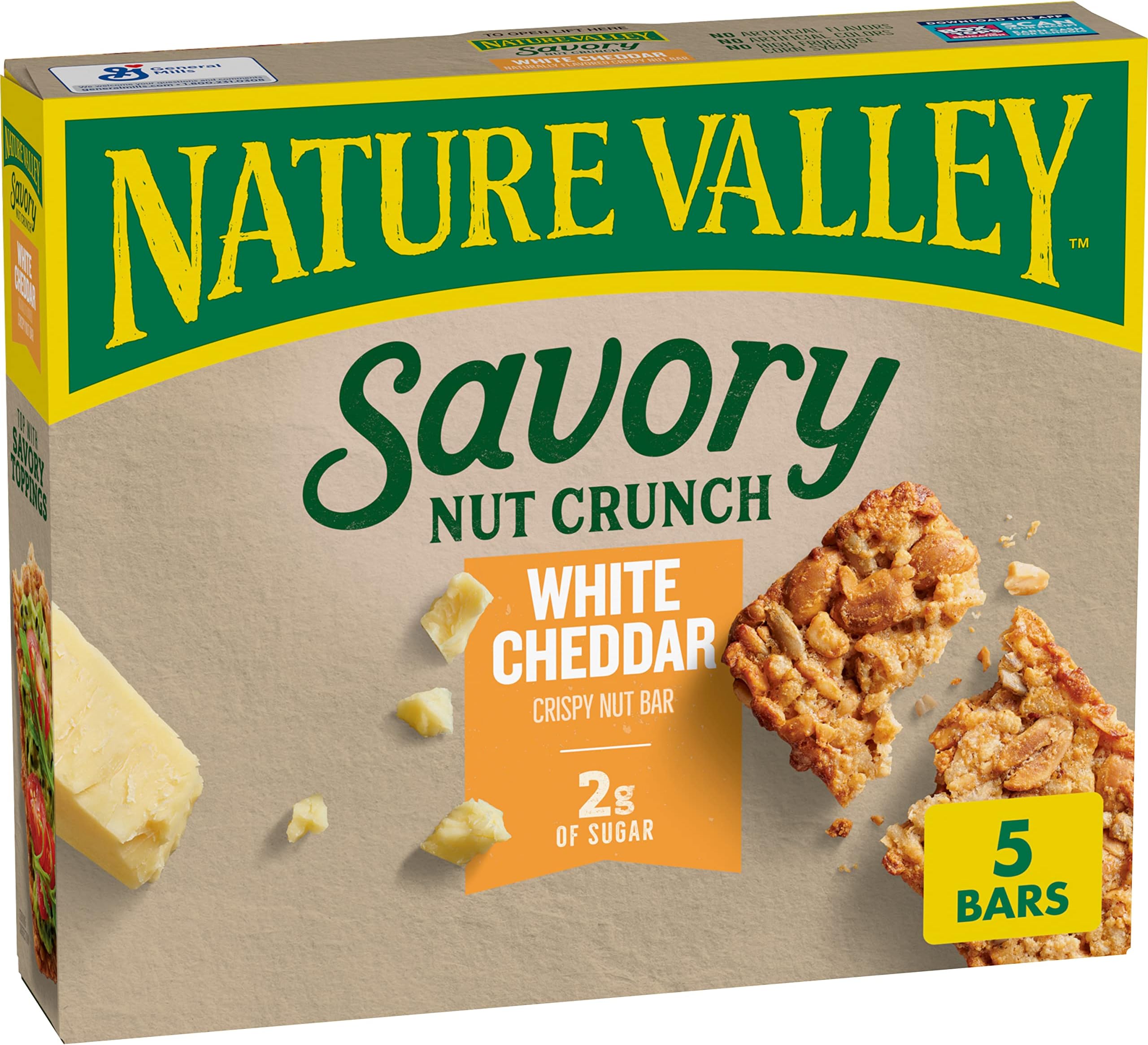 Nature ValleySavory Nut Crunch Bars, White Cheddar, 0.89 oz, 5 bars