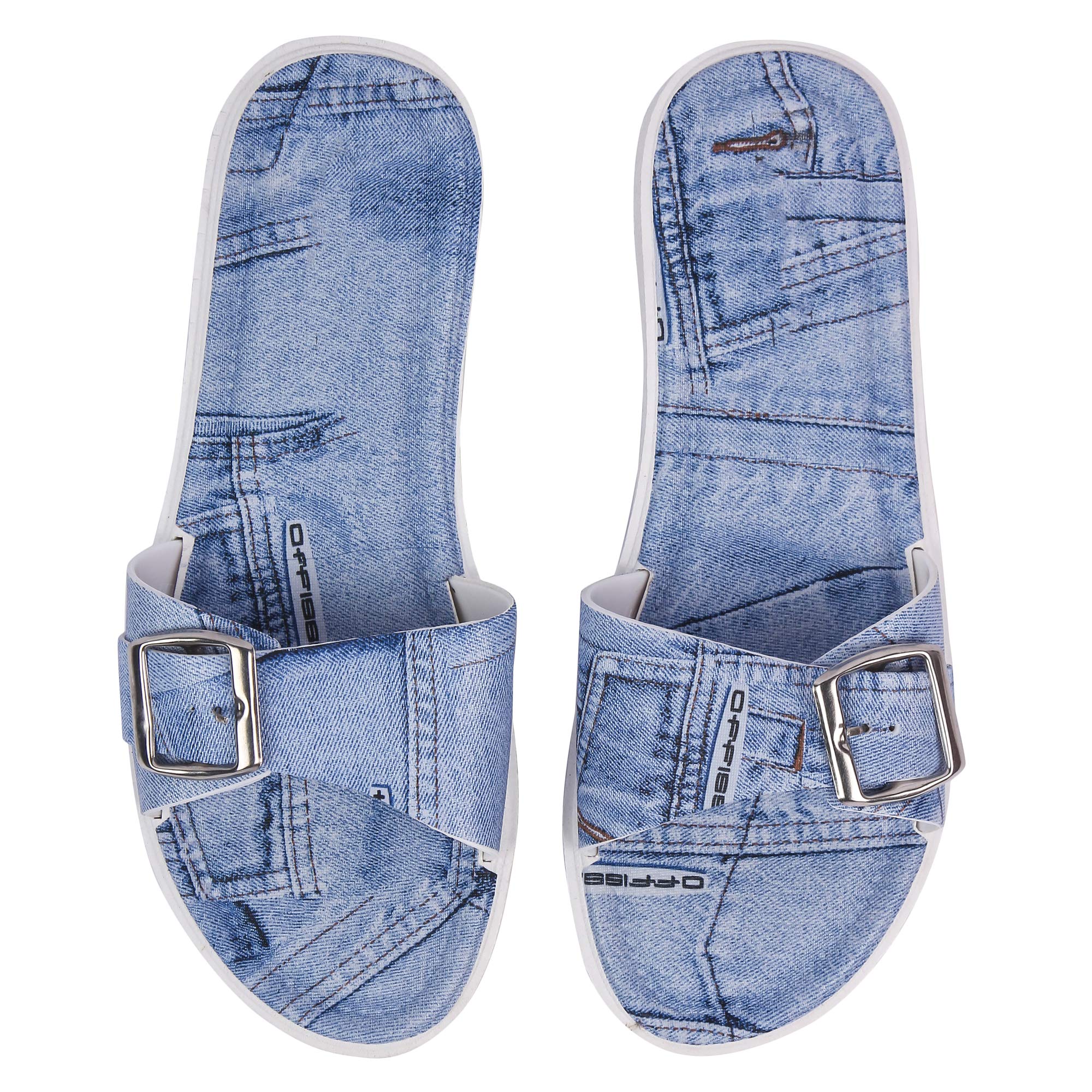 brauchWomen's Denim Belt Slides Slipper Flip Flop