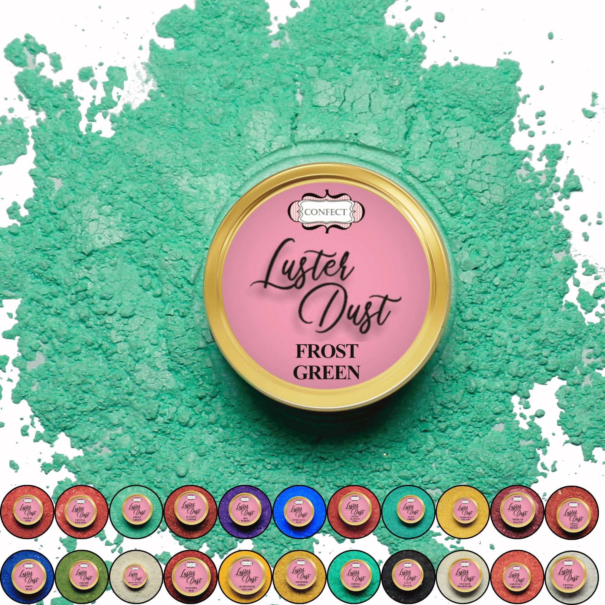 Confect Edible Luster Dust - Frost Green | Edible Luster Dust for Cake Decorating | Gourmet Brew Dust for Drinks & Edible Gourmet Glitter for Cocktails - 0.18oz/5g (B0CCW5VMFL) Amazon Price History, Amazon Price Tracker