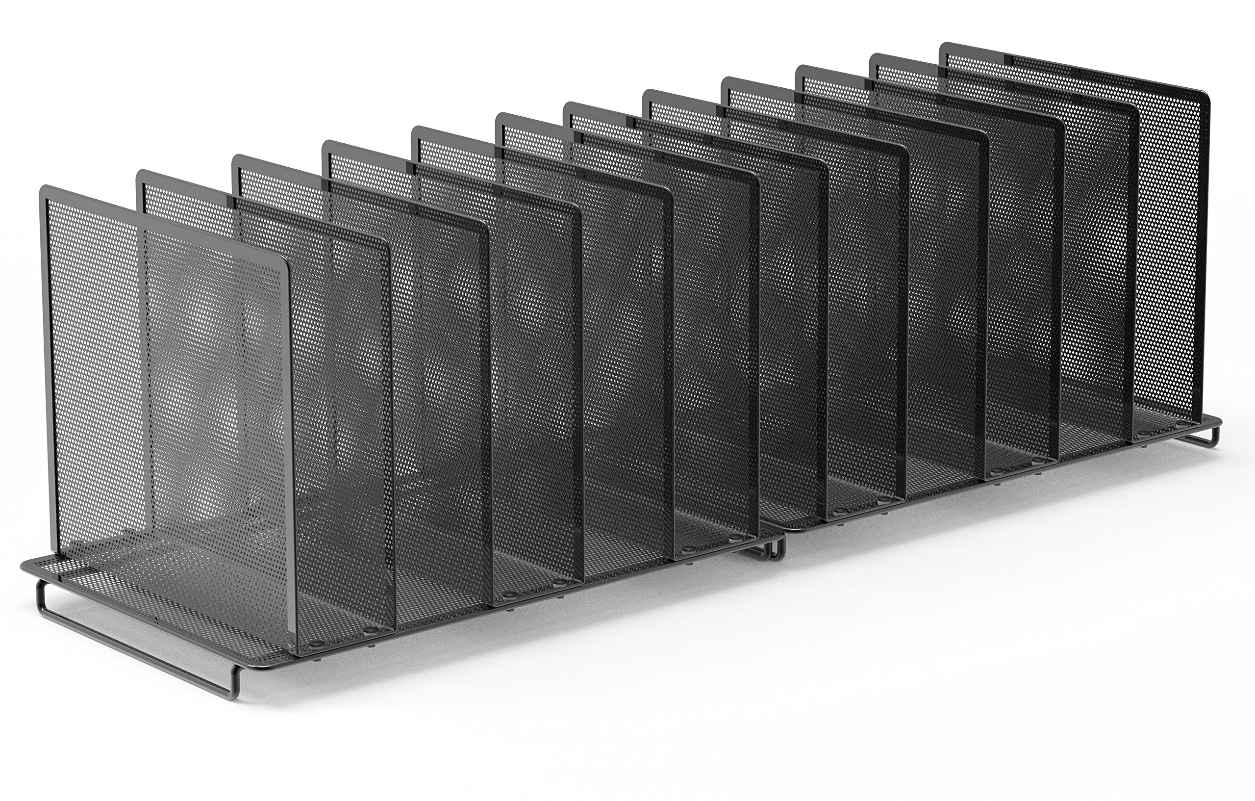 2 Pack SimpleHouseware 5 Section Upright File Sorter Organizer, Black