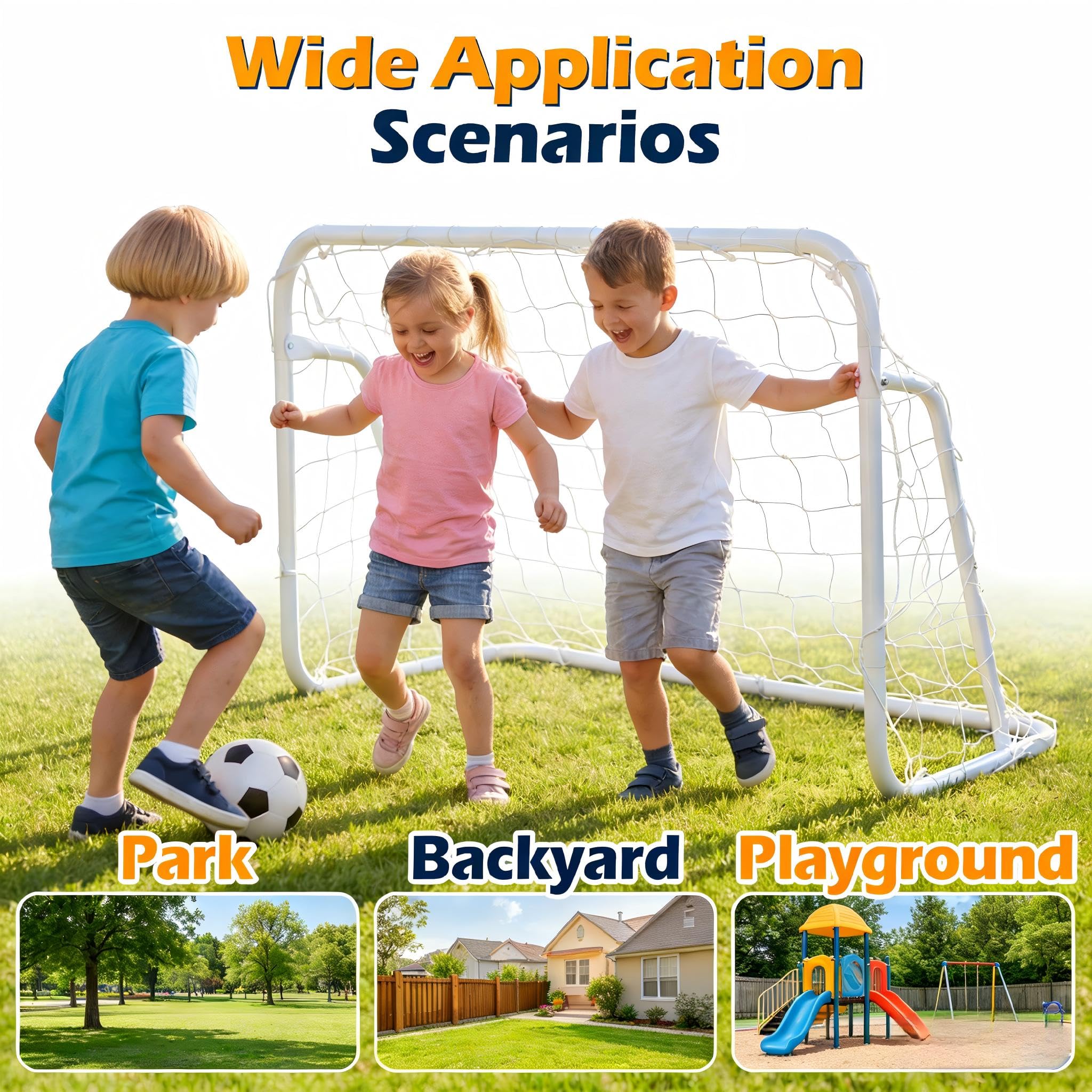 LIFEZEAL Porta da Calcio per Bambini, 121 × 60 × 80 cm, Porta da Calcio per Giardino in Metallo con Chiodi per Fissaggio al Terreno, Accessori per Allenamento e Regalo