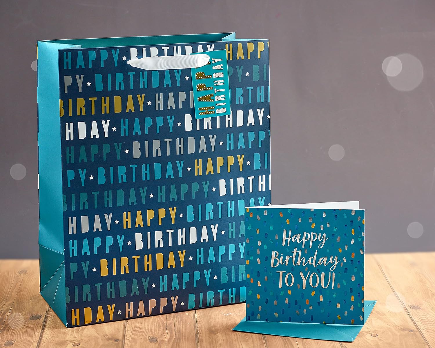 UK Greetings Birthday Card & Gift Bag for Him/Friend - Blue Design, 2 Count (Pack of 1) - Image 5