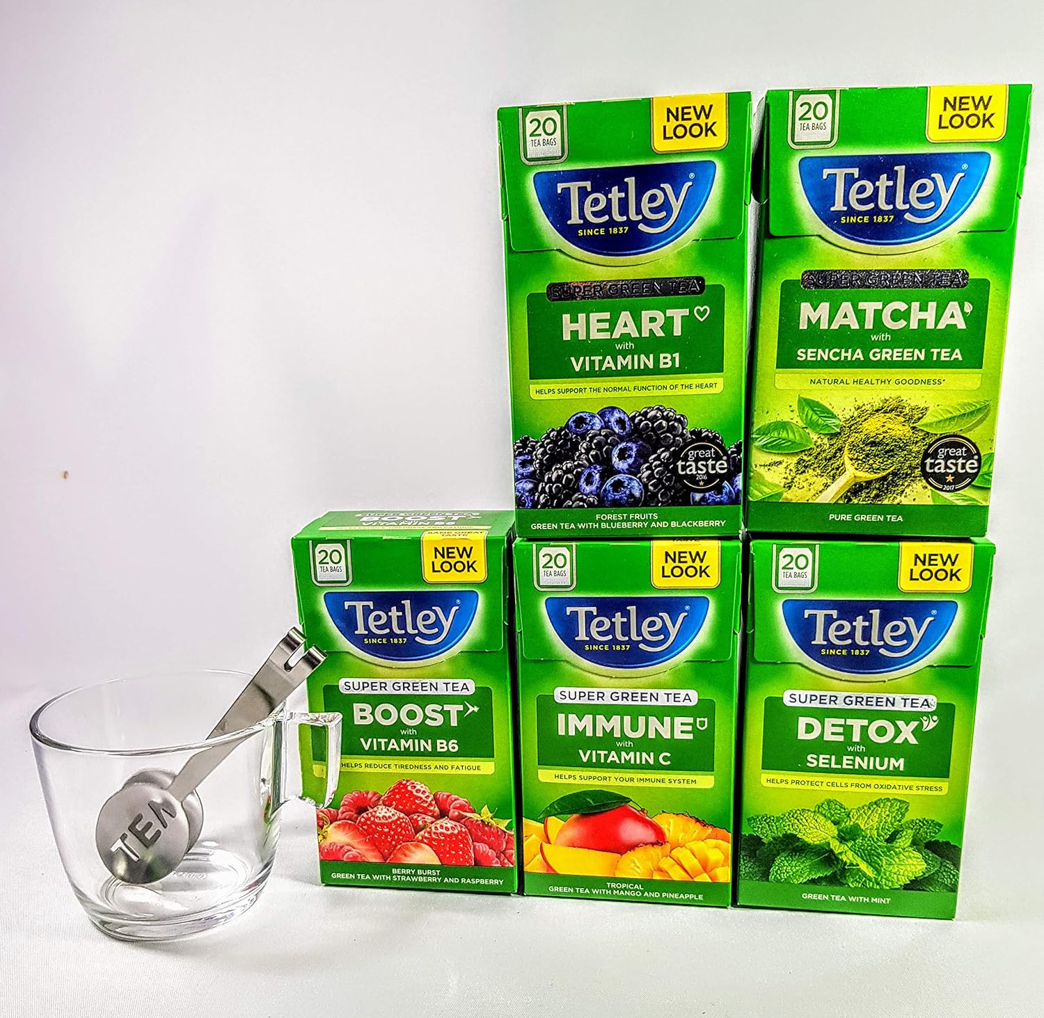 Tetley Super Green Teas Heart,Detox,Boost,Sunshine,Immune Variety