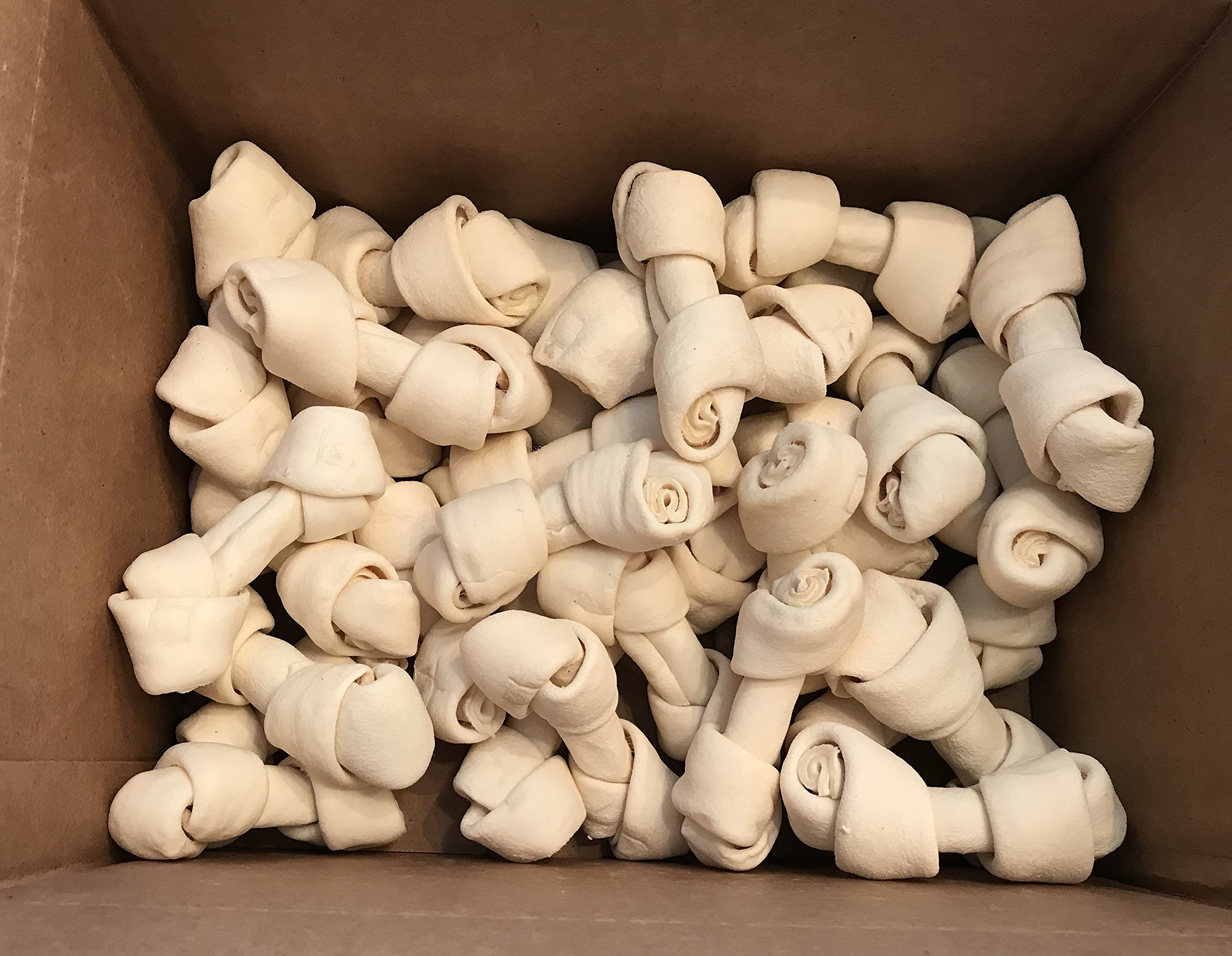 MAXX 30pcs of 4-5" White Rawhide Knotted Bones