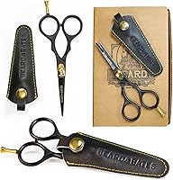 Beard & Bates 1878 Black Label Shears: Premium Japanese Steel Beard Mustache Trimming Scissors with Leather Holster