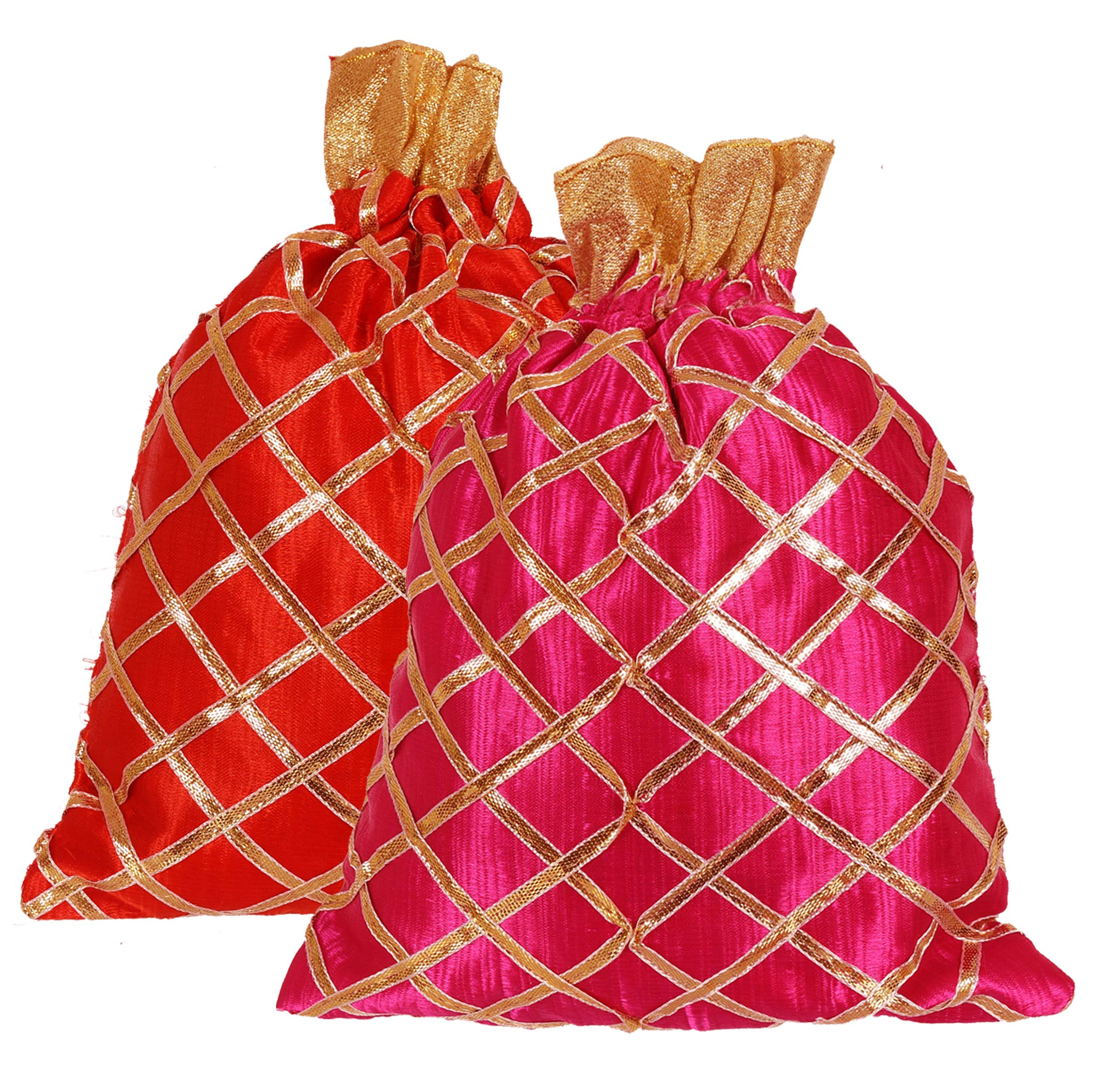 Kuber Industries Jute Potli Bags for Return Gifts with Drawstring|Pack of 2 (Red & Pink) (B0971FBPHF) Amazon Price History, Amazon Price Tracker