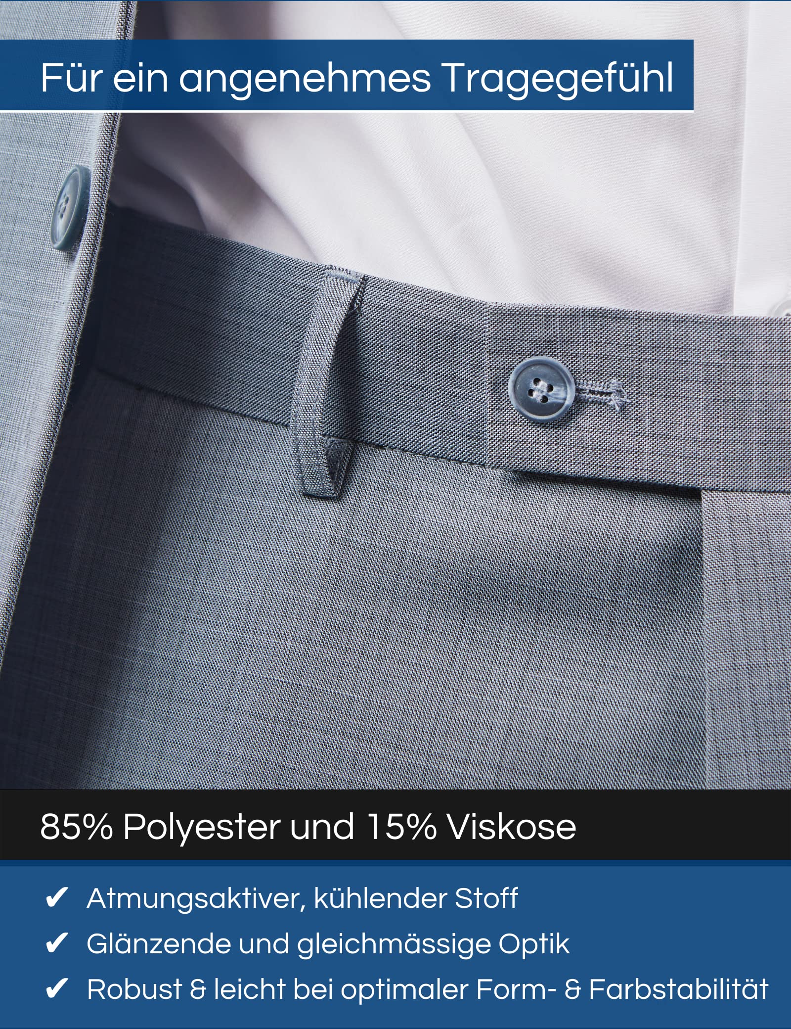 Mill&Tailor Herren Anzug in Grau I Modern & sportlich I Sakko & Anzughose I 2-teiliger Anzug für Männer I Übergrößen gerechte Passform