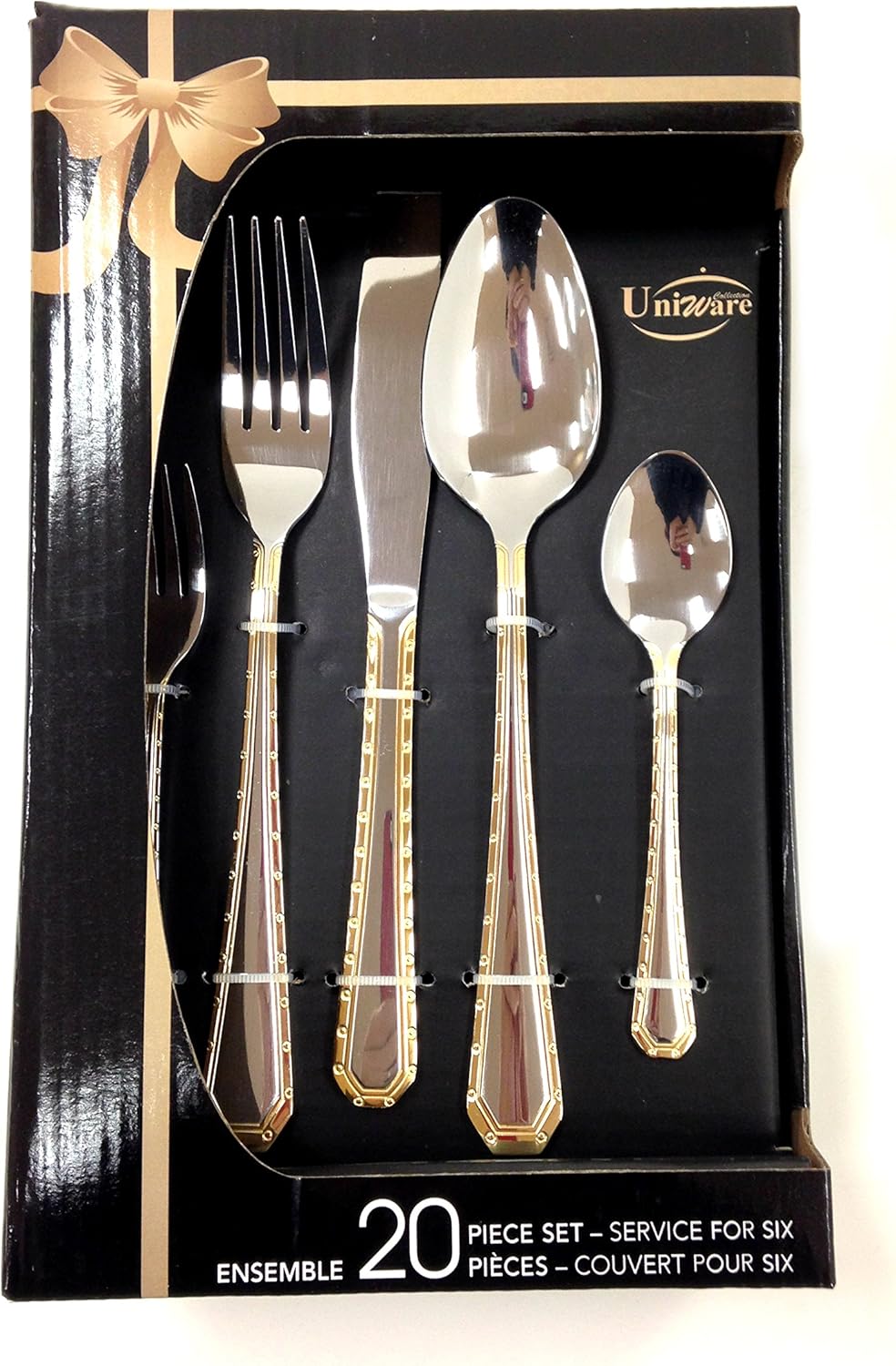 881-20 Uniware Stainless Steel Cutlery Holder W. Box (5 Pc X 4 Sets / 20 Pcs)