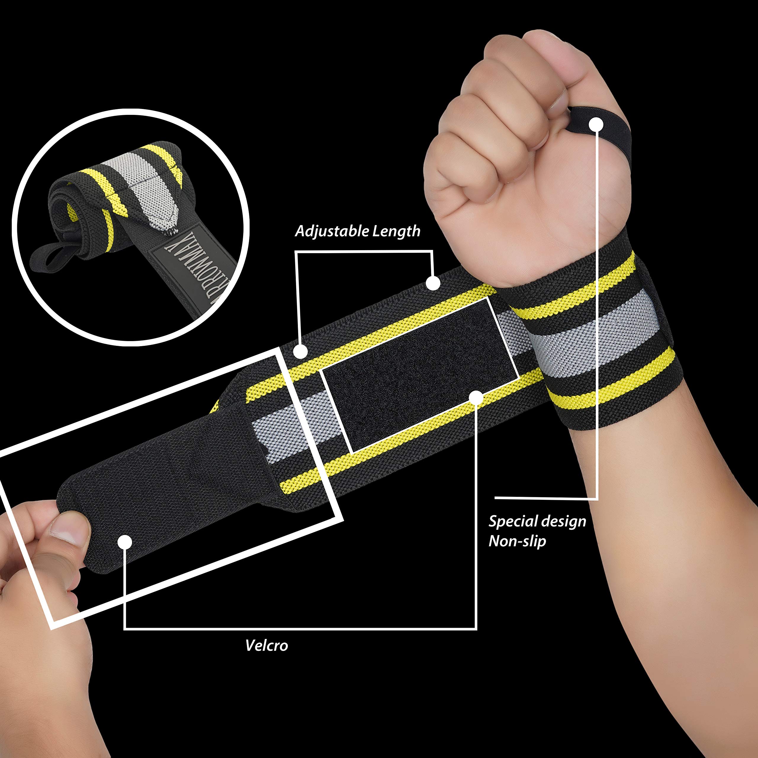 ArrowMax Cotton Wrist Support for Gym | Wrist Band for Men & Women with Thumb Loop | Gym Wrist Wraps, Straps & Hand Grip Support | Wrist Brace & Accessories for Weightlifting & Workout 3