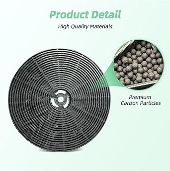 FIREGAS Range Hood Charcoal Filter CC170, Replacement Carbon Filter for Ductless Ventilation, Easy Installation (2-pcs)