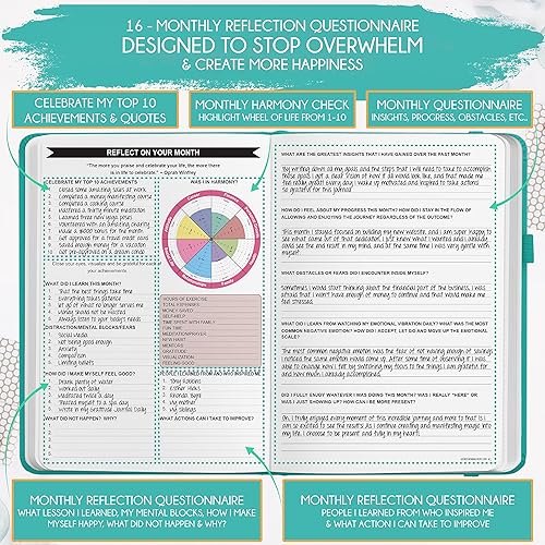 Miniatura 5 de Agenda de la Ley de Atracción - Agenda de lujo semanal y mensual, sept. 2022 a dic. 2023, un viaje de 16 meses para aumentar la productividad y