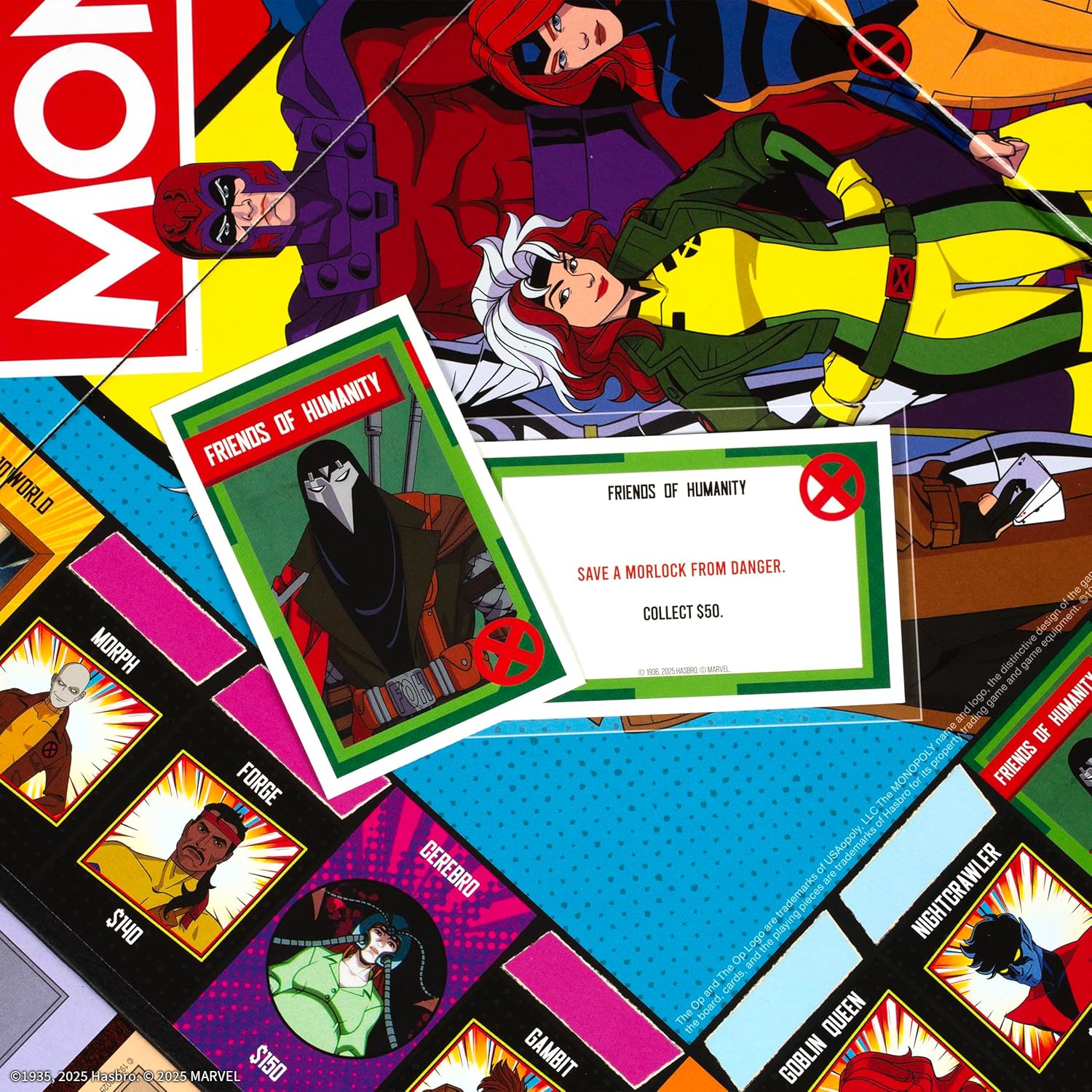 Monopoly: X-Men '97 Edition Board Game, Buy, Sell, Trade Iconic Mutants Like Wolverine, Magneto, Rogue & More, Featuring 6 Custom X-Men Themed Tokens, Officially Licensed Merchandise and Collectible