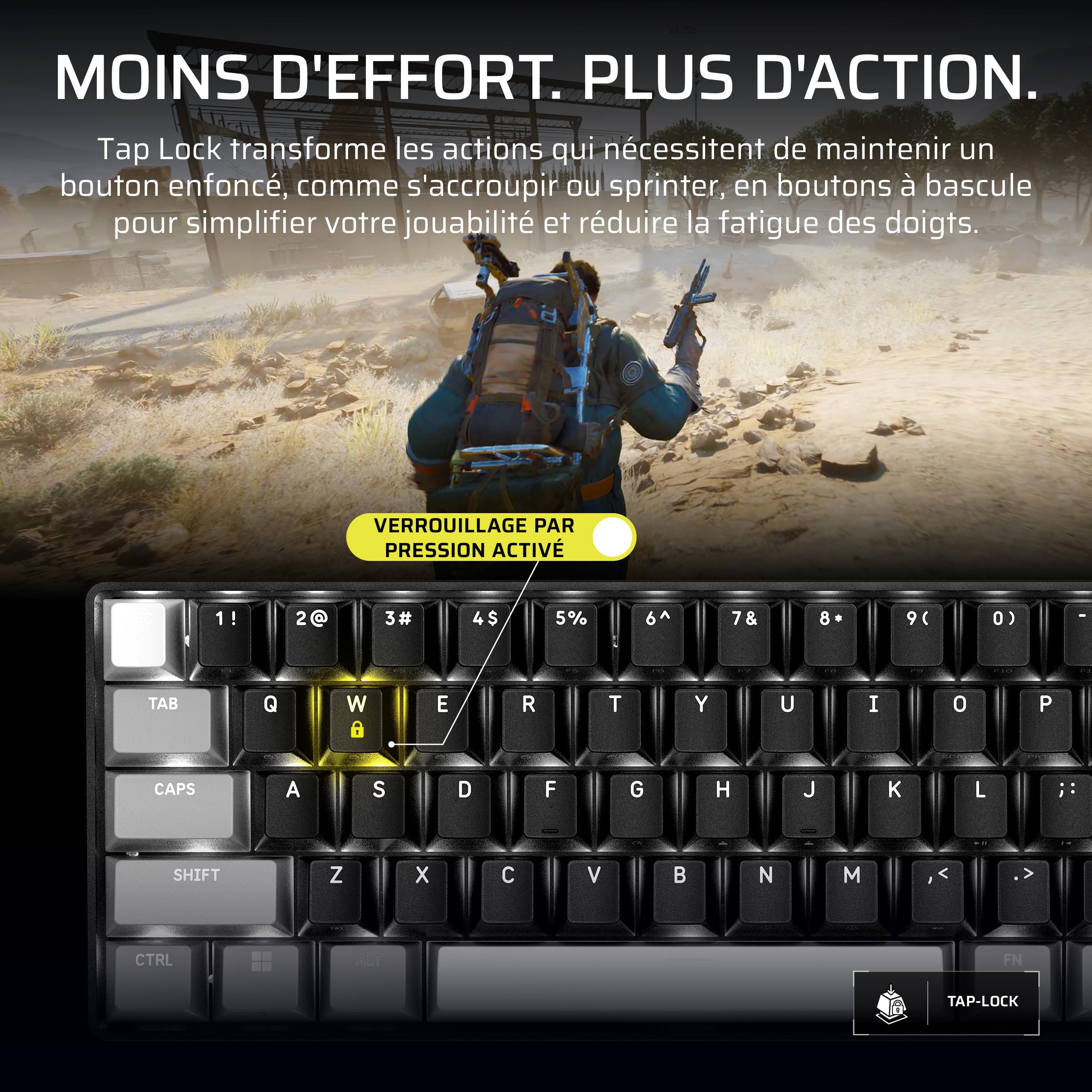 Corsair Clipper Pro Mini 60 Clavier Gaming FPS à Effet Hall – Noir | Disposition AZERTY FR, Rapid Trigger, SOCD, 8 000 Hz, Actionnement Réglable, IP57 Étanche, Filaire, RGB, Pour PC et Mac