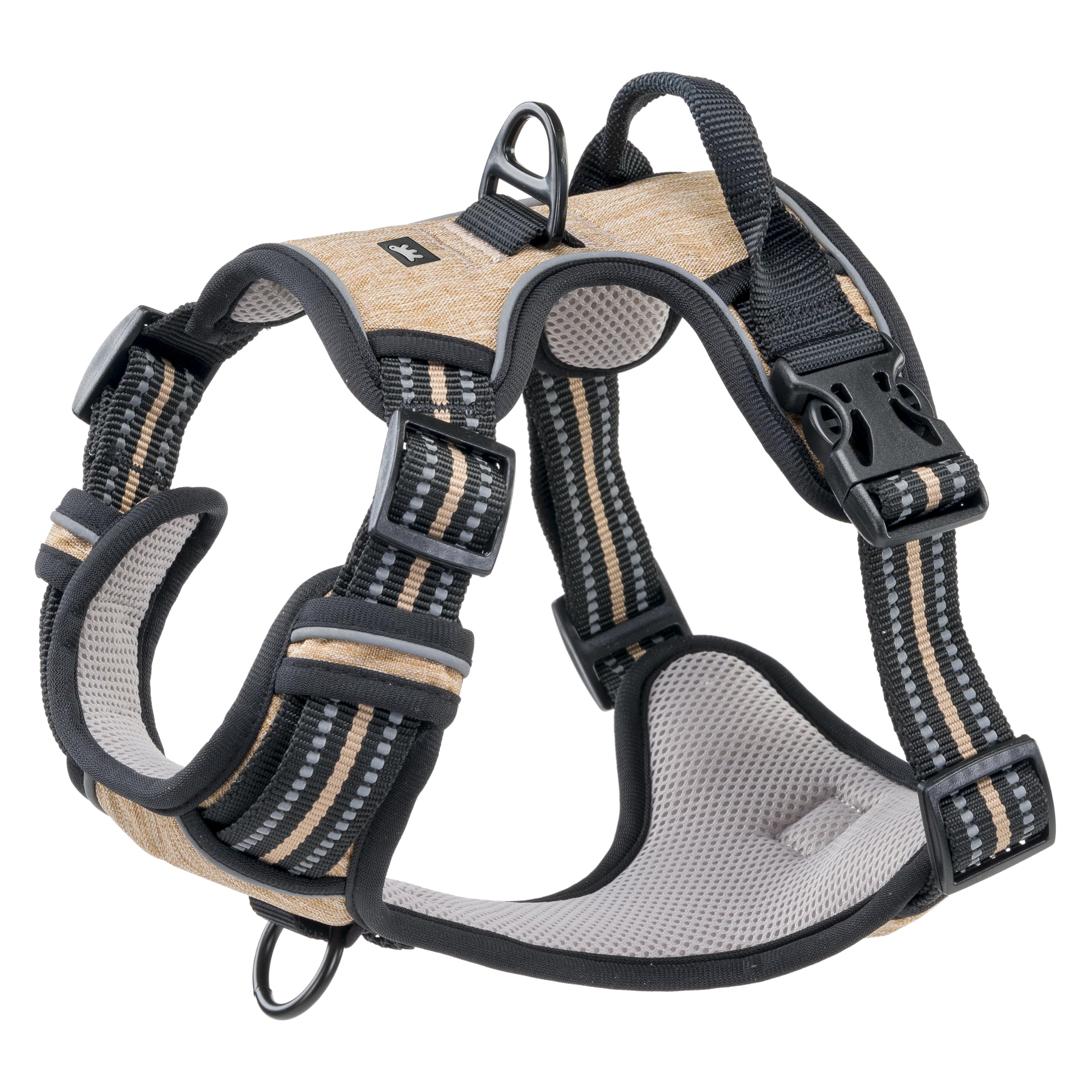 Ferplast Pettorina Cane Taglia Media, 2 Ganci per Massimo Controllo, Anti Tiro, Pettorina Cane Regolabile, Riflettente, Traspirante, Imbracatura Cani ideale per Addestramento M, Beige