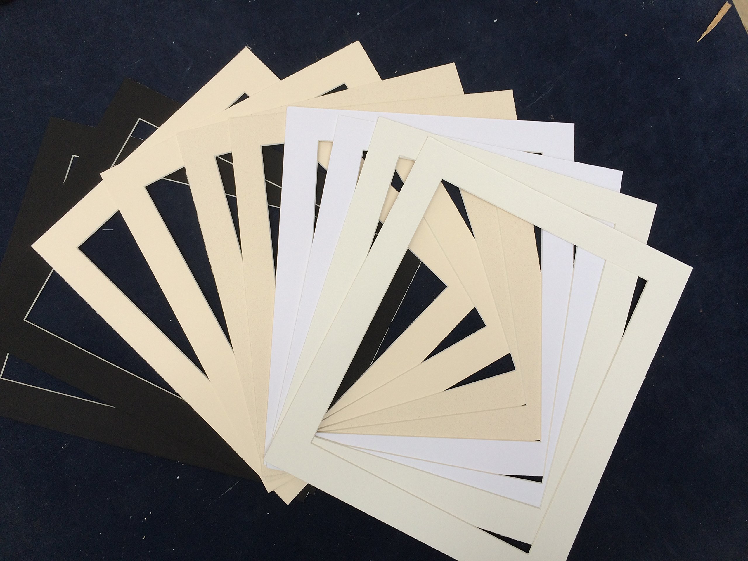 SET OF 10 ASSORTED PICTURE/PHOTOGRAPH MOUNTS(Black and neutral colours) - VARIOUR (8" x 6" to fit 6" x 4" image)