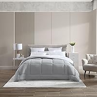 Vista 31 de Blue Ridge Home Fashions - Edredón sintético de microfibra para todas las estaciones, relleno de poliéster hipoalergénico, Algodón, Negro, gemelo