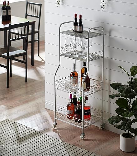 Kings Brand Furniture - Estante para hornear de cocina de 4 niveles, soporte para horno de microondas, carrito utilitario con ruedas para servir con