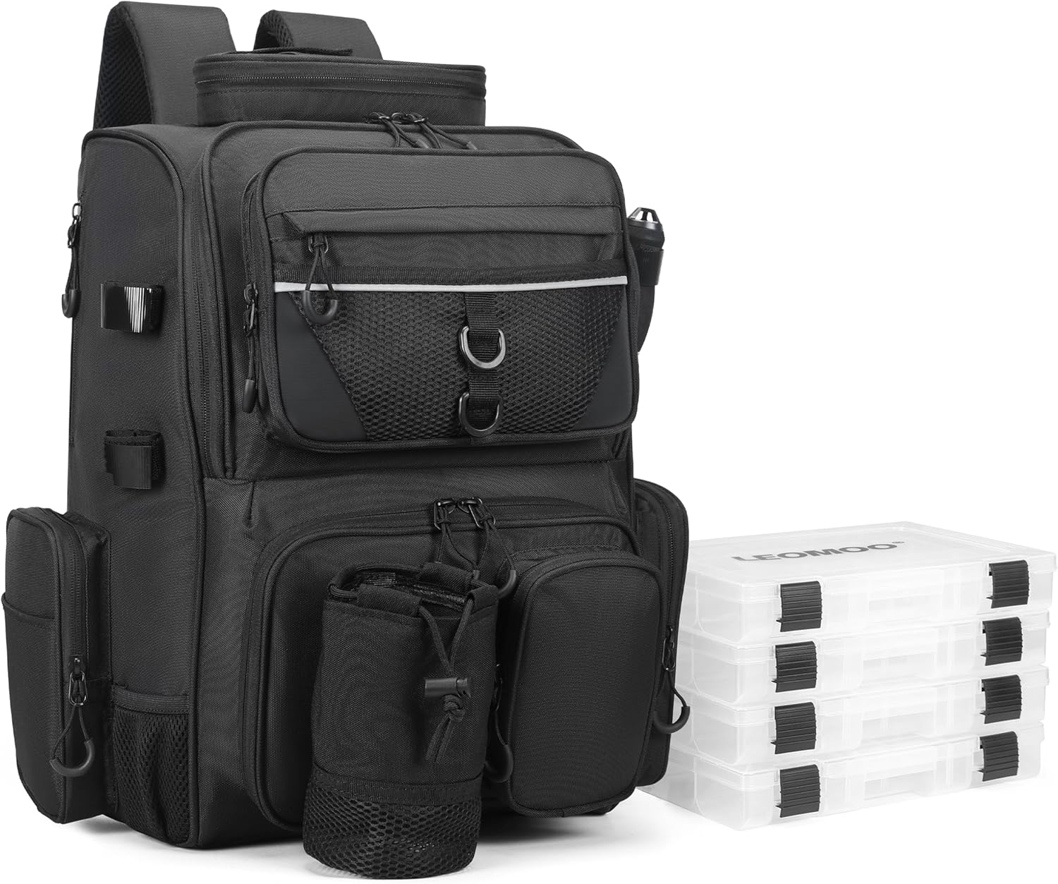 Fishing Tackle Backpack With Rod Holders, Large 40L Fishing Backpack for Camping, Hiking Fishing Tackle Backpack With Rod Holders, Large 40L Fishing Backpack for Camping, Hiking