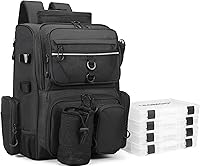 Vista 7 de Fishing Tackle Backpack With Rod Holders, Large 40L Fishing Backpack for Camping, Hiking