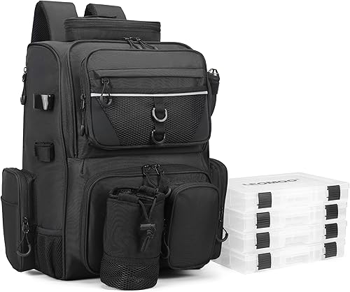 Fishing Tackle Backpack With Rod Holders, Large 40L Fishing Backpack for Camping, Hiking