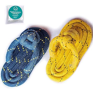 DOGGIE DOG Attractive Cotton Poly Mix Chew Slipper Dog Toys for Teething Suitable Small and Medium Puppies with Book (Bob Barker Blue & Yellow Sage (2 Slipper Combo))