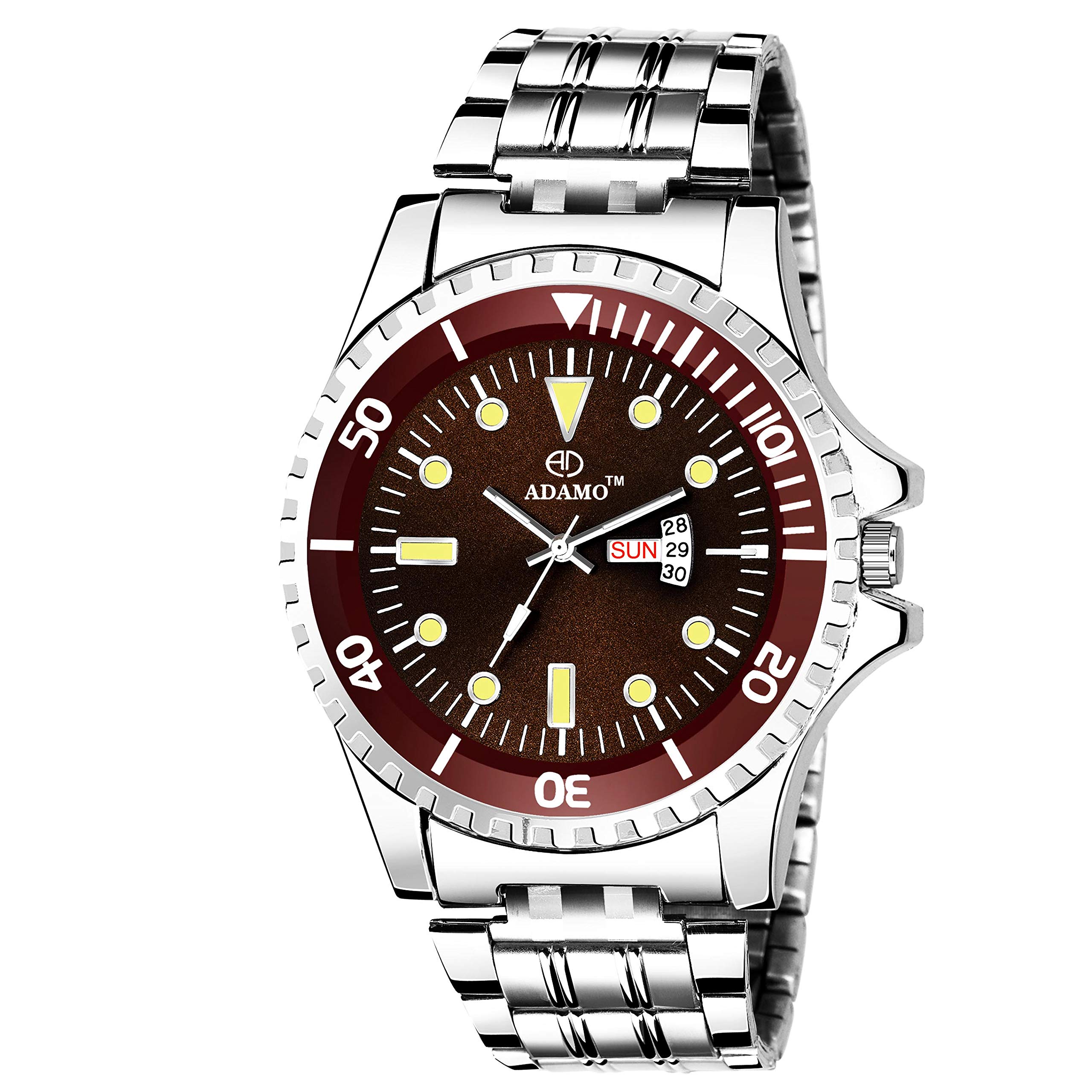 ADAMO Aritocrat Brown Dial Day & Date Mens & Boys Watch 845SSM14 (B07RN9RS4Z) Amazon Price History, Amazon Price Tracker