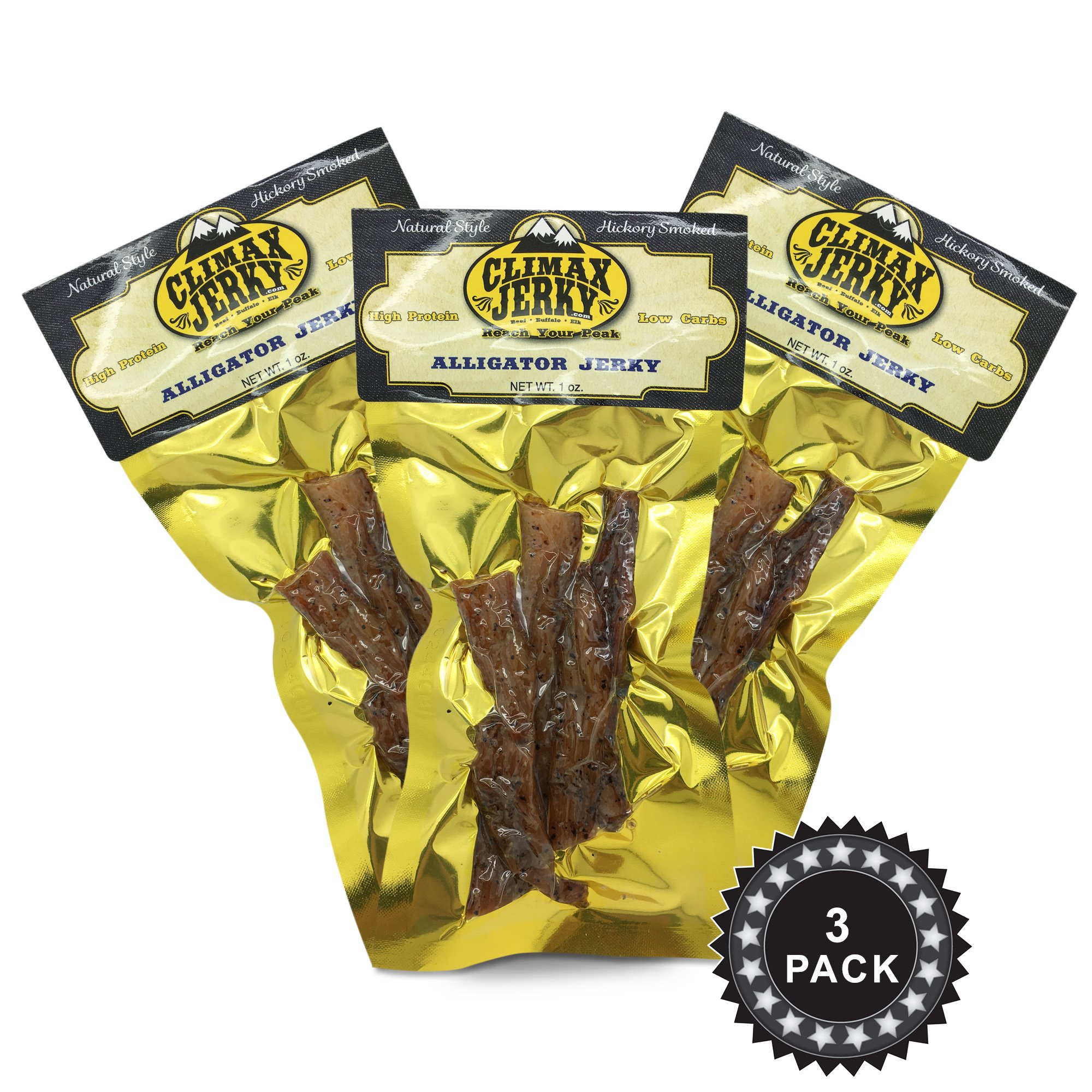 Premium Natural Style 1 OZ. Smoked Original Alligator Jerky – 100% Made From Solid Strips of Gator - No Preservatives - High Protein - Low Carbs (